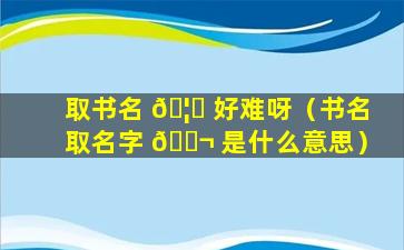 取书名 🦟 好难呀（书名取名字 🐬 是什么意思）